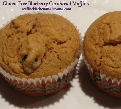 These Gluten Free Blueberry COrnbread Muffins are perfect for breakfast or two pair with soup. Eat immediately or bake and freeze for easy meals