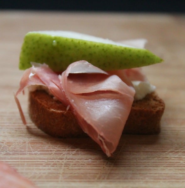 Prosciutto, Goat's Cheese, and Pear Toasts