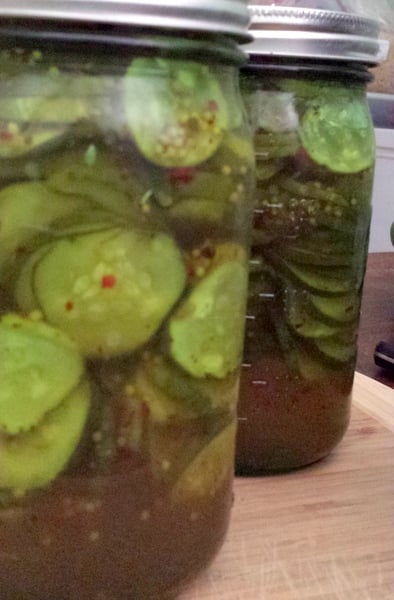home canned bread and butter pickle