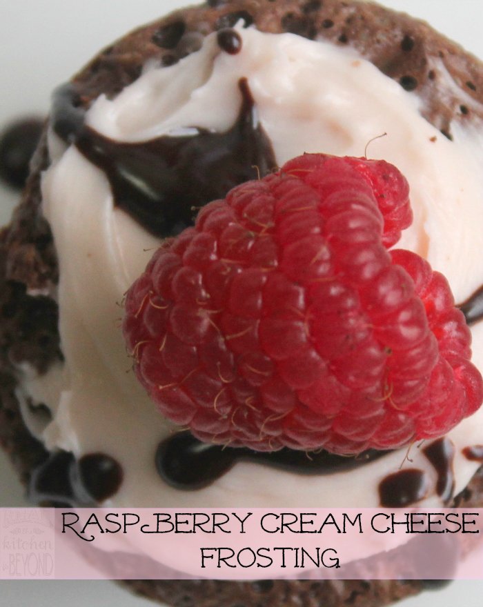Easy from scratch raspberry cream cheese frosting. You'll never want store bought frosting again after trying this delicious recipe. | www.realthekitchenandbeyond.com