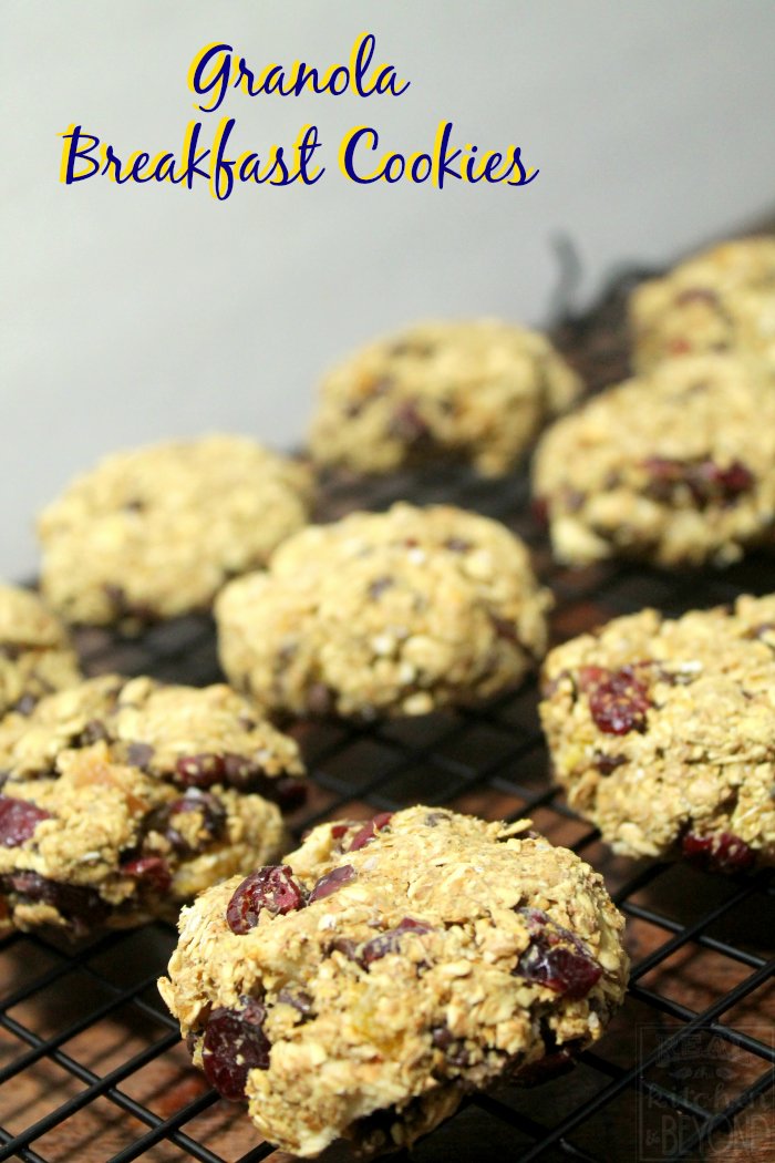 Wholesome and hearty Granola Breakfast Cookies make a quick and easy breakfast on the go. | www.realthekitchenandbeyond.com