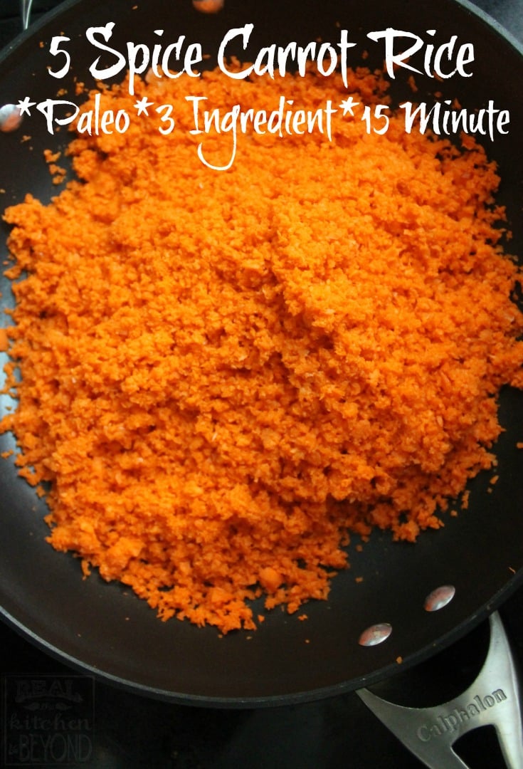 Paleo Stir Fry Recipe 3 Ingredient 5 Spice Carrot Rice - www.realthekitchenandbeyond.com