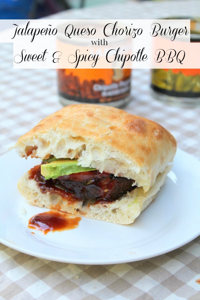Jalapeño Queso Chorizo Burgers with a Homemade Sweet and Spicy Chipotle BBQ Sauce