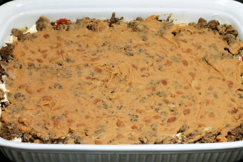Mexican Beef and Rice Layered Casserole Beans