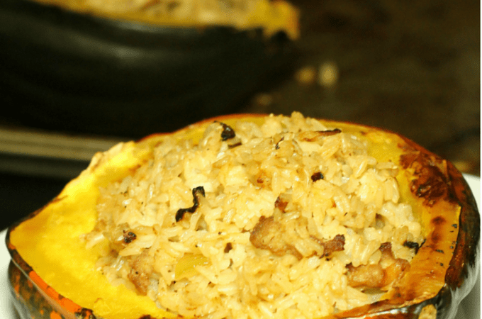 Rice Stuffed Acorn Squash Recipe in 60 minutes - seasonal, local, fresh in 60 minutes