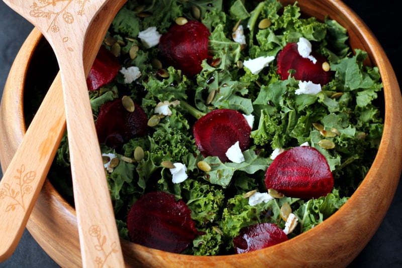 Beet and Goat's Cheese Kale Salad Power Lunch