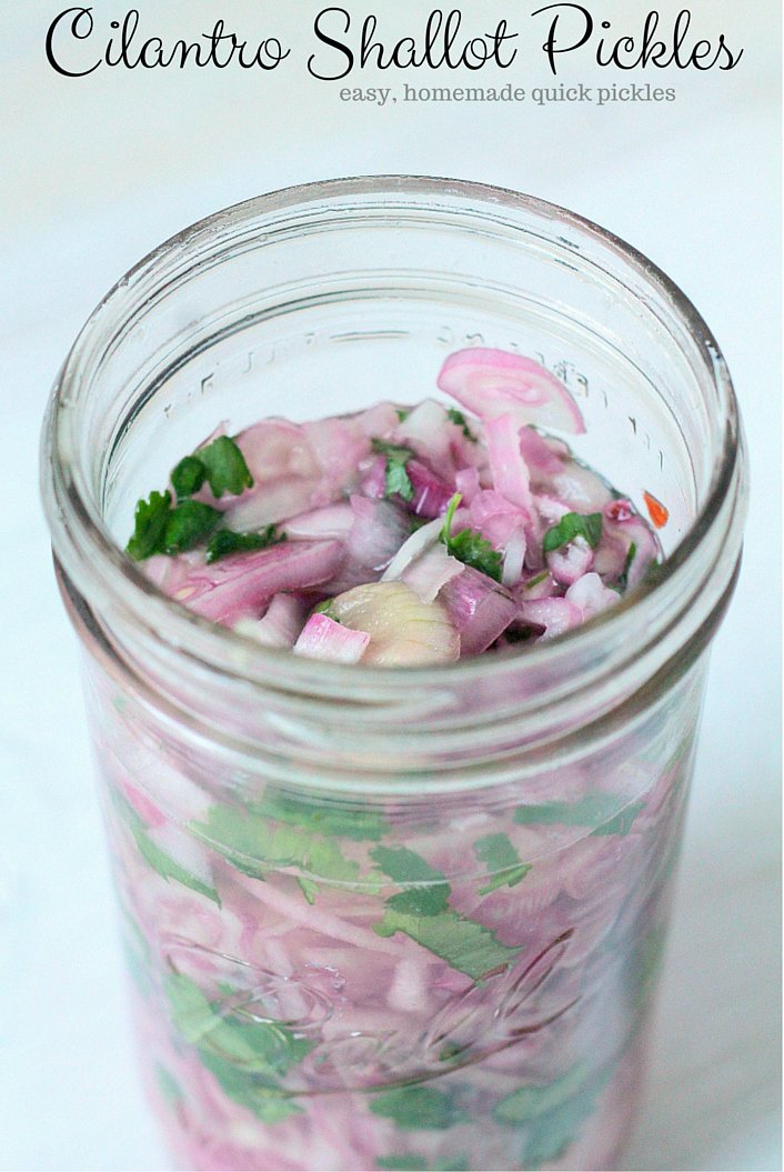 Cilantro Shallot Quick Pickle Recipe - Easy homemade recipe for quick pickles to top tacos, burgers, and salads