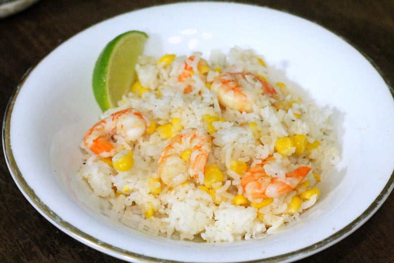 Lime Shrimp, Corn, and Rice Skillet - 15 Minute One Pot Recipe