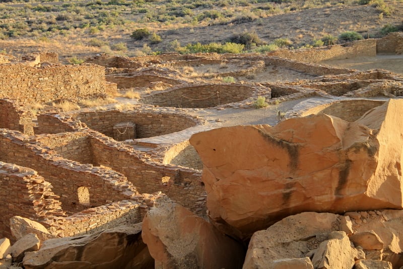 Looking down on Chaco Culture Ruins