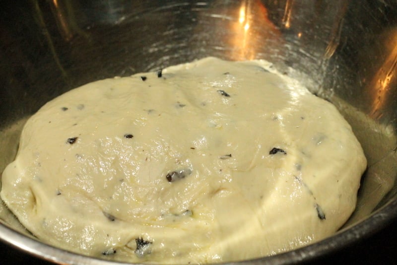 Roasted Mushroom Cheddar Bread Recipe Setting Dough to rise 1