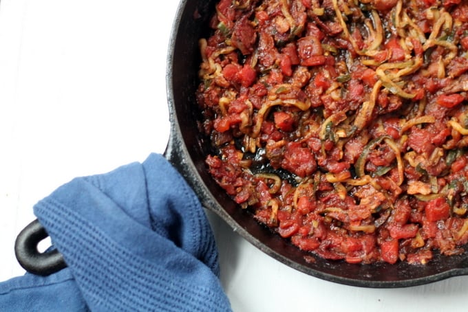 Zucchini Noodles Recipe with Tomato Bacon Sauce
