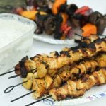 Campfire Grilled Persian Chicken and Vegetable Kebabs with Yogurt Dip