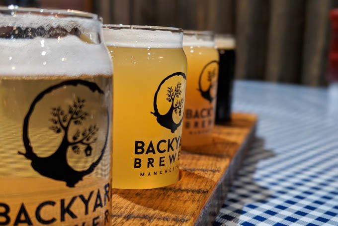 backyard brewery beer flight